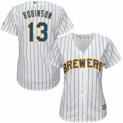Womens Majestic Milwaukee Brewers 13 Glenn Robinson Authentic White Alternate Cool Base MLB Jersey