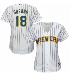 Womens Majestic Milwaukee Brewers 18 Eric Sogard Replica White Home Cool Base MLB Jersey Womens Majestic Milwaukee Brewers 18 Eric Sogard Replica White Home Cool Base MLB Jersey