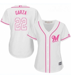 Womens Majestic Milwaukee Brewers 22 Matt Garza Authentic White Fashion Cool Base MLB Jersey