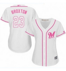 Womens Majestic Milwaukee Brewers 23 Keon Broxton Replica White Fashion Cool Base MLB Jersey Womens Majestic Milwaukee Brewers 23 Keon Broxton Replica White Fashion Cool Base MLB Jersey