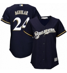 Womens Majestic Milwaukee Brewers 24 Jesus Aguilar Replica Navy Blue Alternate Cool Base MLB Jersey Womens Majestic Milwaukee Brewers 24 Jesus Aguilar Replica Navy Blue Alternate Cool Base MLB Jersey