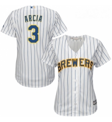 Womens Majestic Milwaukee Brewers 3 Orlando Arcia Replica White Alternate Cool Base MLB Jersey Womens Majestic Milwaukee Brewers 3 Orlando Arcia Replica White Alternate Cool Base MLB Jersey
