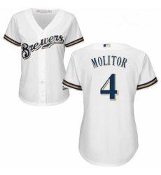 Womens Majestic Milwaukee Brewers 4 Paul Molitor Replica White Home Cool Base MLB Jersey Womens Majestic Milwaukee Brewers 4 Paul Molitor Replica White Home Cool Base MLB Jersey