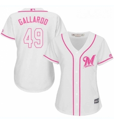 Womens Majestic Milwaukee Brewers 49 Yovani Gallardo Authentic White Fashion Cool Base MLB Jersey Womens Majestic Milwaukee Brewers 49 Yovani Gallardo Authentic White Fashion Cool Base MLB Jersey