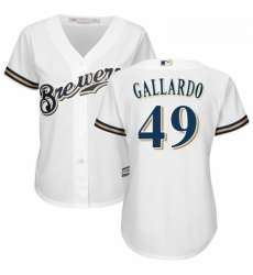 Womens Majestic Milwaukee Brewers 49 Yovani Gallardo Authentic White Home Cool Base MLB Jersey Womens Majestic Milwaukee Brewers 49 Yovani Gallardo Authentic White Home Cool Base MLB Jersey