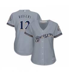 Womens Milwaukee Brewers 12 Aaron Rodgers Replica Grey Road Cool Base Baseball Jersey Womens Milwaukee Brewers 12 Aaron Rodgers Replica Grey Road Cool Base Baseball Jersey