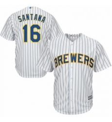 Youth Majestic Milwaukee Brewers 16 Domingo Santana Replica White Home Cool Base MLB Jersey Youth Majestic Milwaukee Brewers 16 Domingo Santana Replica White Home Cool Base MLB Jersey