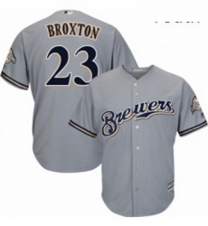 Youth Majestic Milwaukee Brewers 23 Keon Broxton Replica Grey Road Cool Base MLB Jersey Youth Majestic Milwaukee Brewers 23 Keon Broxton Replica Grey Road Cool Base MLB Jersey