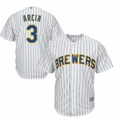 Youth Majestic Milwaukee Brewers 3 Orlando Arcia Replica White Alternate Cool Base MLB Jersey Youth Majestic Milwaukee Brewers 3 Orlando Arcia Replica White Alternate Cool Base MLB Jersey