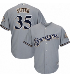 Youth Majestic Milwaukee Brewers 35 Brent Suter Authentic Grey Road Cool Base MLB Jersey Youth Majestic Milwaukee Brewers 35 Brent Suter Authentic Grey Road Cool Base MLB Jersey