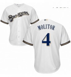 Youth Majestic Milwaukee Brewers 4 Paul Molitor Authentic White Home Cool Base MLB Jersey Youth Majestic Milwaukee Brewers 4 Paul Molitor Authentic White Home Cool Base MLB Jersey