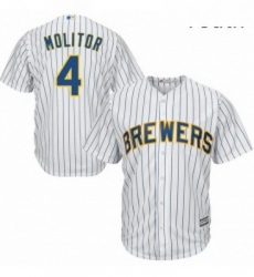 Youth Majestic Milwaukee Brewers 4 Paul Molitor Replica White Alternate Cool Base MLB Jersey Youth Majestic Milwaukee Brewers 4 Paul Molitor Replica White Alternate Cool Base MLB Jersey