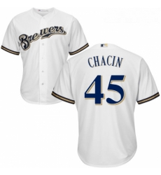 Youth Majestic Milwaukee Brewers 45 Jhoulys Chacin Replica White Home Cool Base MLB Jersey Youth Majestic Milwaukee Brewers 45 Jhoulys Chacin Replica White Home Cool Base MLB Jersey