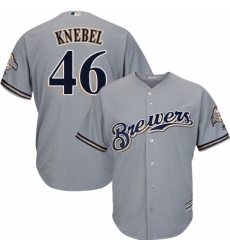 Youth Majestic Milwaukee Brewers 46 Corey Knebel Replica Grey Road Cool Base MLB Jersey Youth Majestic Milwaukee Brewers 46 Corey Knebel Replica Grey Road Cool Base MLB Jersey