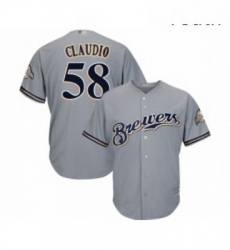 Youth Milwaukee Brewers 58 Alex Claudio Replica Grey Road Cool Base Baseball Jersey Youth Milwaukee Brewers 58 Alex Claudio Replica Grey Road Cool Base Baseball Jersey