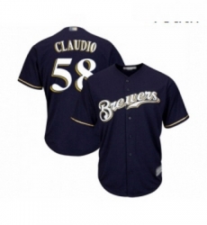 Youth Milwaukee Brewers 58 Alex Claudio Replica Navy Blue Alternate Cool Base Baseball Jersey Youth Milwaukee Brewers 58 Alex Claudio Replica Navy Blue Alternate Cool Base Baseball Jersey