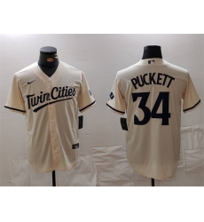 Men Minnesota Twins 34 Kirby Puckett Cream Cool Base Stitched Baseball Jersey Men Minnesota Twins 34 Kirby Puckett Cream Cool Base Stitched Baseball Jersey