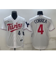 Men Minnesota Twins 4 Carlos Correa White Cool Base Stitched Jersey Men Minnesota Twins 4 Carlos Correa White Cool Base Stitched Jersey