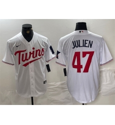 Men Minnesota Twins 47 Edouard Julien White Cool Base Stitched Jerseys Men Minnesota Twins 47 Edouard Julien White Cool Base Stitched Jerseys