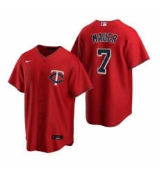 Mens Nike Minnesota Twins 7 Joe Mauer Red Alternate Stitched Baseball Jerse Mens Nike Minnesota Twins 7 Joe Mauer Red Alternate Stitched Baseball Jerse