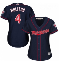 Womens Majestic Minnesota Twins 4 Paul Molitor Authentic Navy Blue Alternate Road Cool Base MLB Jersey Womens Majestic Minnesota Twins 4 Paul Molitor Authentic Navy Blue Alternate Road Cool Base MLB Jersey