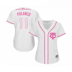 Womens Minnesota Twins 11 Jorge Polanco Replica White Fashion Cool Base Baseball Jersey 