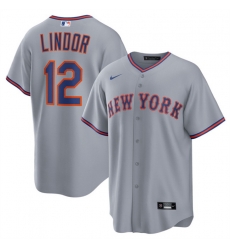 Men New York Mets 12 Francisco Lindor Grey 2025 Limited Stitched Baseball Jersey Men New York Mets 12 Francisco Lindor Grey 2025 Limited Stitched Baseball Jersey