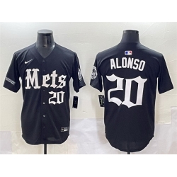 Men New York Mets 20 Pete Alonso Black  27Gotham Gothic Edition 27 Vapor Premier Limited Stitched Baseball Jersey