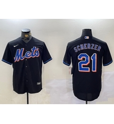Men New York Mets 21 Max Scherzer Black Cool Base Stitched Baseball Jersey 3 Men New York Mets 21 Max Scherzer Black Cool Base Stitched Baseball Jersey 3