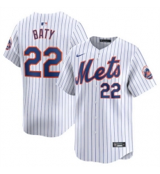 Men New York Mets 22 Brett Baty White Home Limited Stitched Baseball Jersey Men New York Mets 22 Brett Baty White Home Limited Stitched Baseball Jersey