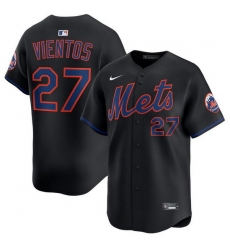 Men New York Mets 27 Mark Vientos Black Alternate Limited Stitched Baseball Jersey Men New York Mets 27 Mark Vientos Black Alternate Limited Stitched Baseball Jersey