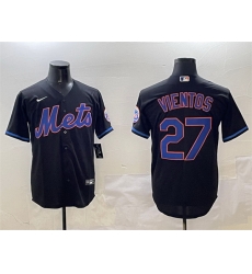 Men New York Mets 27 Mark Vientos Black Cool Base Stitched Baseball Jersey