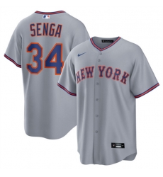 Men New York Mets 34 Kodai Senga Grey 2025 Limited Stitched Baseball Jersey