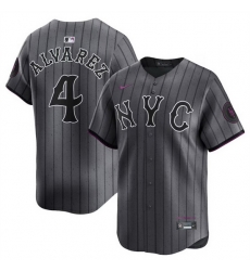 Men New York Mets 4 Francisco Alvarez Graphite 2024 City Connect Limited Stitched Baseball Jersey Men New York Mets 4 Francisco Alvarez Graphite 2024 City Connect Limited Stitched Baseball Jersey