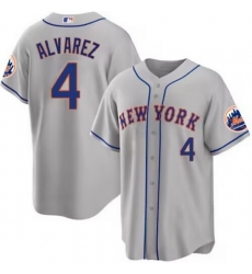 Men New York Mets 4 Francisco Alvarez Gray 2023 Cool Base Stitched Baseball Jersey Men New York Mets 4 Francisco Alvarez Gray 2023 Cool Base Stitched Baseball Jersey