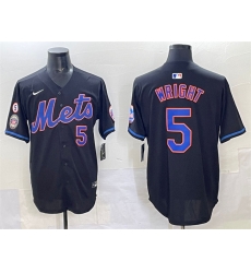 Men New York Mets 5 David Wright Black With Patch Limited Stitched Baseball Jersey Men New York Mets 5 David Wright Black With Patch Limited Stitched Baseball Jersey