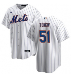 Men New York Mets 51 Michael Tonkin White Cool Base Stitched Baseball Jersey Men New York Mets 51 Michael Tonkin White Cool Base Stitched Baseball Jersey