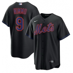 Men New York Mets 9 Brandon Nimmo Black Cool Base Stitched Baseball Jersey
