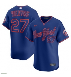 Men New York Mets Mark Vientos 27 Blue Alternate Stitched Jersey Men New York Mets Mark Vientos 27 Blue Alternate Stitched Jersey