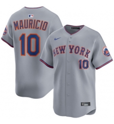 Men New York Mets Ronny Mauricio 10 Gray Stitched Flex Base Jersey