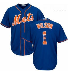 Mens Majestic New York Mets 1 Mookie Wilson Authentic Royal Blue Team Logo Fashion Cool Base MLB Jersey Mens Majestic New York Mets 1 Mookie Wilson Authentic Royal Blue Team Logo Fashion Cool Base MLB Jersey
