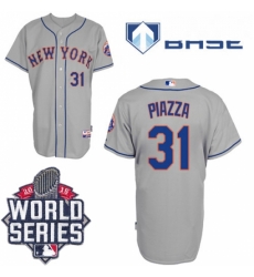 Mens Majestic New York Mets 31 Mike Piazza Replica Grey Road Cool Base 2015 World Series MLB Jersey Mens Majestic New York Mets 31 Mike Piazza Replica Grey Road Cool Base 2015 World Series MLB Jersey
