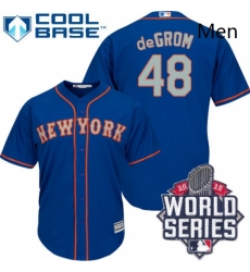 Mens Majestic New York Mets 48 Jacob deGrom Authentic Royal Blue Alternate Road Cool Base 2015 World Series MLB Jersey Mens Majestic New York Mets 48 Jacob deGrom Authentic Royal Blue Alternate Road Cool Base 2015 World Series MLB Jersey