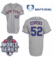 Mens Majestic New York Mets 52 Yoenis Cespedes Authentic Grey Road Cool Base 2015 World Series MLB Jersey Mens Majestic New York Mets 52 Yoenis Cespedes Authentic Grey Road Cool Base 2015 World Series MLB Jersey