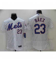 Men's Nike New York Mets #23 Javier Báez White Elite Authentic Baseball Jersey Men's Nike New York Mets #23 Javier Báez White Elite Authentic Baseball Jersey