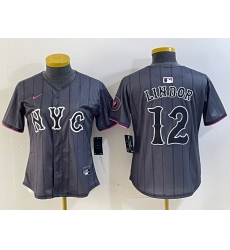 Women New York Mets 12 Francisco Lindor Graphite 2024 City Connect Limited Stitched Baseball Jersey 18 Women New York Mets 12 Francisco Lindor Graphite 2024 City Connect Limited Stitched Baseball Jersey 18