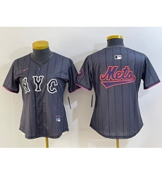 Women New York Mets Team Big Logo Graphite 2024 City Connect Limited Stitched Baseball Jersey 2 1