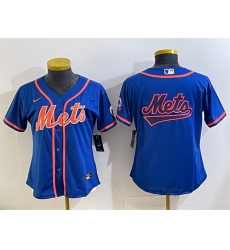 Women New York Mets Team Big Logo Royal Cool Base Stitched Baseball Jersey