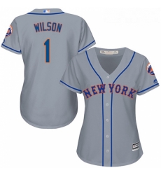 Womens Majestic New York Mets 1 Mookie Wilson Authentic Grey Road Cool Base MLB Jersey Womens Majestic New York Mets 1 Mookie Wilson Authentic Grey Road Cool Base MLB Jersey