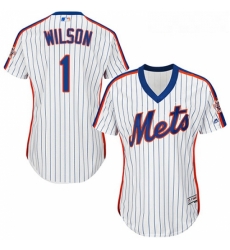 Womens Majestic New York Mets 1 Mookie Wilson Authentic White Alternate Cool Base MLB Jersey Womens Majestic New York Mets 1 Mookie Wilson Authentic White Alternate Cool Base MLB Jersey
